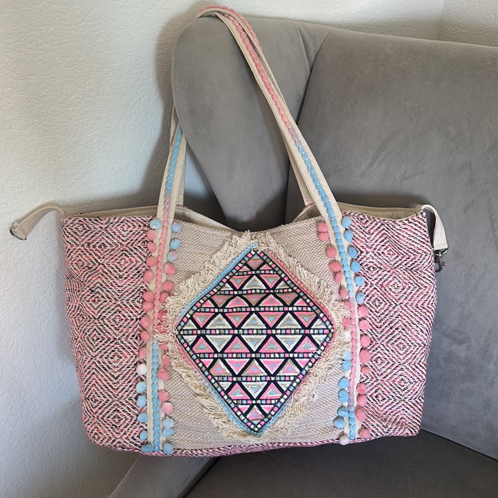 Fun, colorful linen tote!